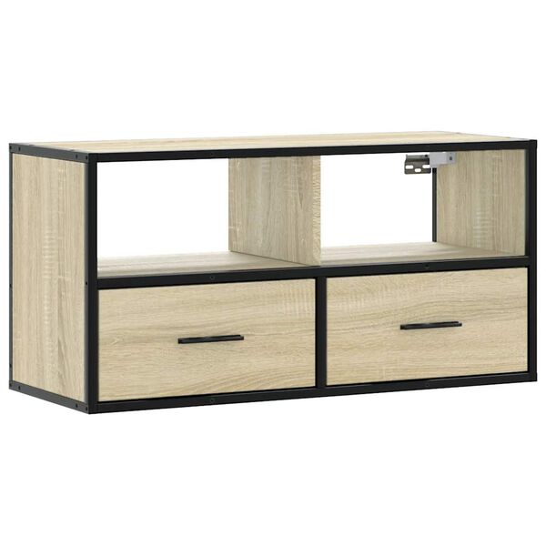 vidaXL Mobile TV Rovere Sonoma 80x31x39,5 cm Legno Multistrato Metallo