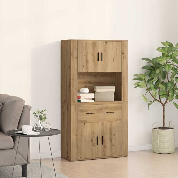 vidaXL Highboard rovere artigianale 80 x 33 x 150 cm Legno multistrato