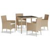 vidaXL Set da Pranzo da Giardino 5 pz con Cuscini Beige in Polyrattan