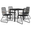 vidaXL Set da Pranzo da Giardino 5 pz Nero in Rattan PVC