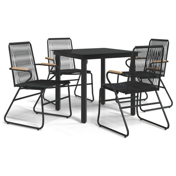 vidaXL Set da Pranzo da Giardino 5 pz Nero in Rattan PVC