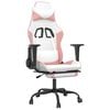 vidaXL Sedia da Gaming Massaggio Poggiapiedi Bianco e Rosa Similpelle