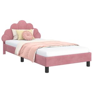 vidaXL Struttura letto bambini con testata Rosa 90 x 190 cm Velluto