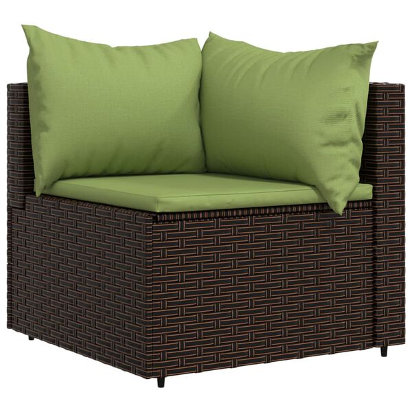 vidaXL Divani Angolari da Giardino con Cuscini 2pz Polyrattan Marrone