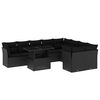 vidaXL Set Divani da Giardino 10pz con Cuscini in Polyrattan Nero