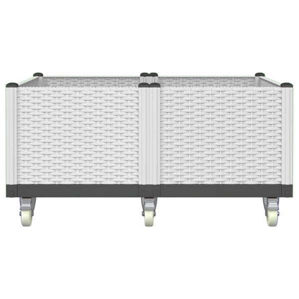 vidaXL Fioriera da Giardino con Ruote Bianca 100x80x54 cm in PP