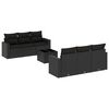 vidaXL Set Divani da Giardino con Cuscini 7pz Nero Polyrattan