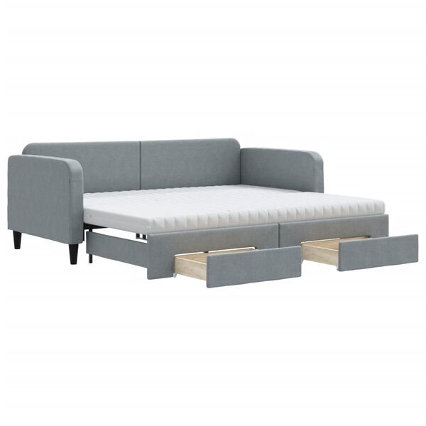 vidaXL Divano Letto Estraibile Cassetti Grigio Chiaro 90x200cm Tessuto