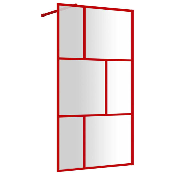 vidaXL Parete per Doccia Walk-in Vetro Trasparente ESG 100x195cm Rossa