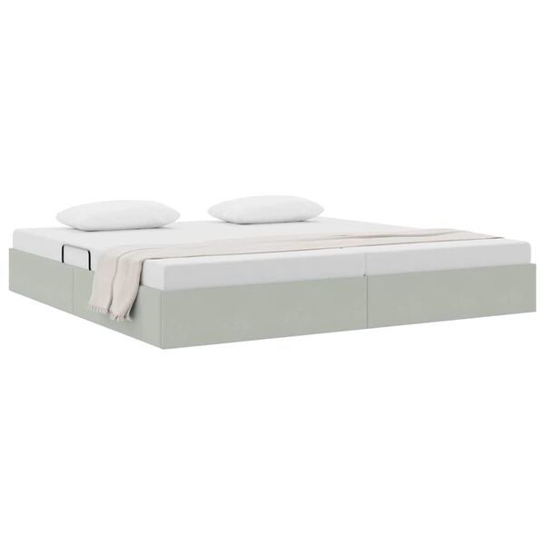 vidaXL Letto con Contenitore Grigio chiaro 200 x 200 cm Velluto