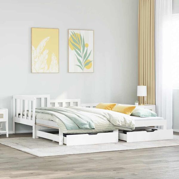 vidaXL Letto Estraibile con Cassetti senza Materasso Bianco 80x200 cm