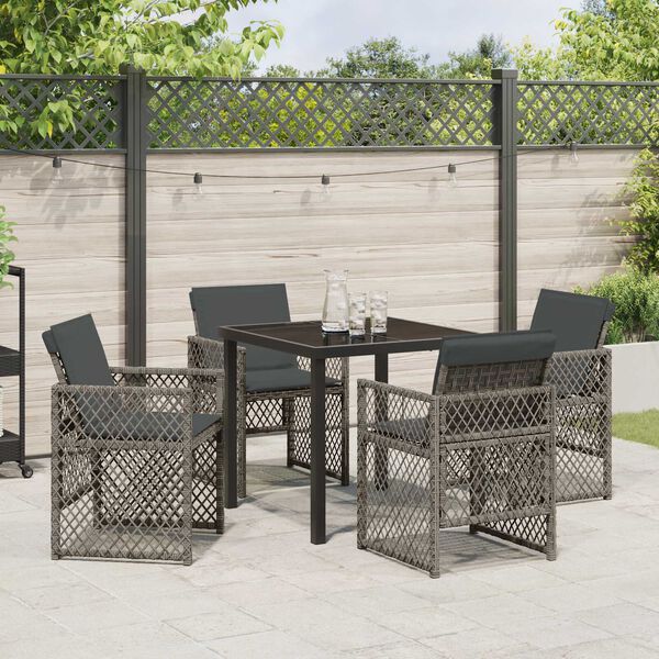 vidaXL Set da Pranzo per Giardino 5 pcs Grigio polyrattan