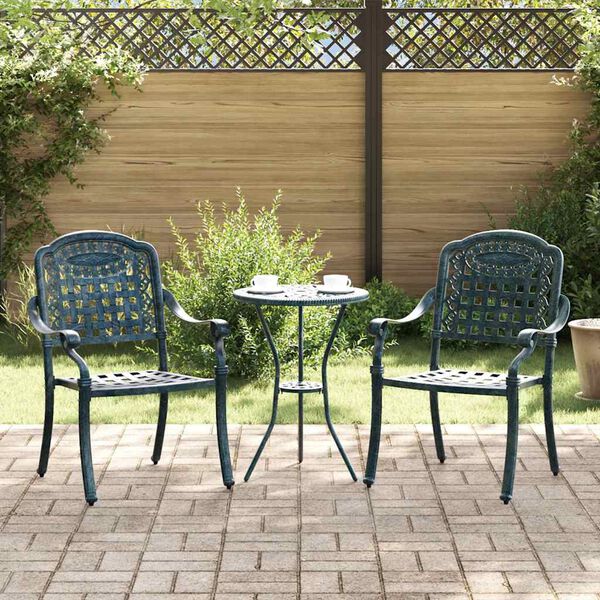 vidaXL Sedia da Giardino 2 pcs Verde 55 x 56.5 x 91cm Alluminio