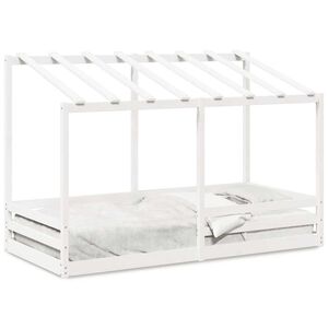 vidaXL Letto Bambini con Tetto Bianco 100x200 cm Legno Massello Pino