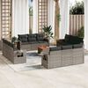 vidaXL Set Divani da Giardino 13 pz con Cuscini Grigio in Polyrattan
