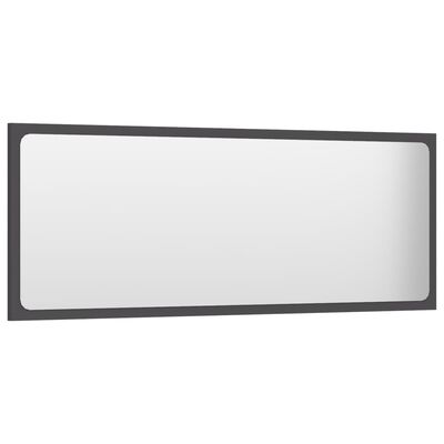vidaXL Specchio da Bagno Grigio 100x1,5x37 cm in Legno Multistrato
