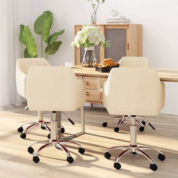 vidaXL Sedie da Pranzo Girevoli 4 pz Crema in Tessuto
