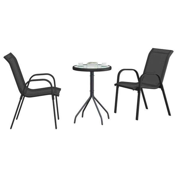 vidaXL Set Bistro da Giardino 3 pcs Nero Acciaio