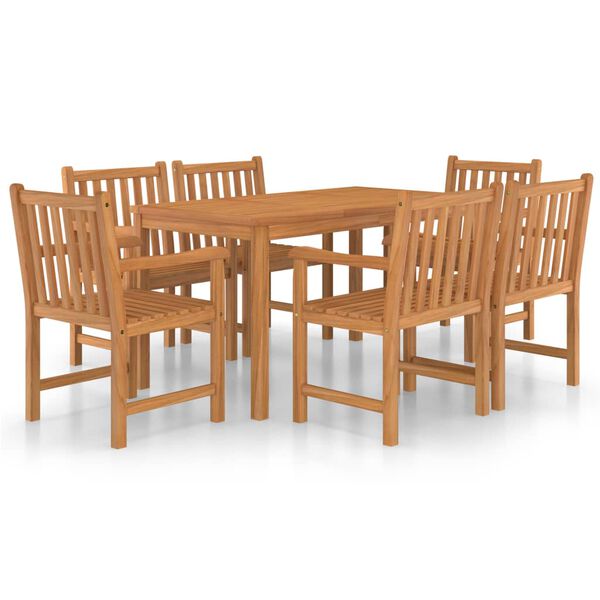 vidaXL Set da pranzo da giardino 7 pz 140x80 cm in legno massello di teak