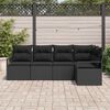 vidaXL Set di divani con cuscino 5 pcs Nero polyrattan