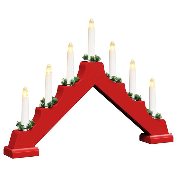 vidaXL Ponte con Candele di Natale con 7 LED Rosso 39.5 x 5 x 29 cm