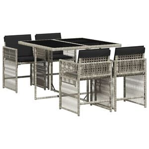 vidaXL Set Pranzo da Giardino 5pz con Cuscini Grigio Chiaro Polyrattan