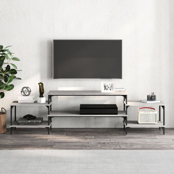 vidaXL Mobile Porta TV Grigio Sonoma 197x35x52 cm in Legno Multistrato