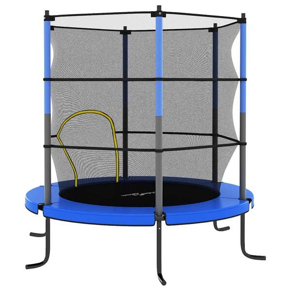 vidaXL Set Trampolino con Rete di Sicurezza Rotondo 140x160 cm Blue