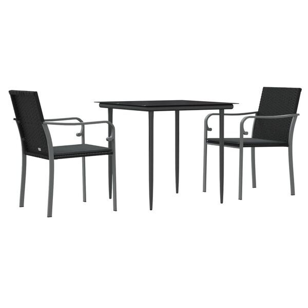 vidaXL Set Pranzo da Giardino 3pz con Cuscini in Polyrattan e Acciaio