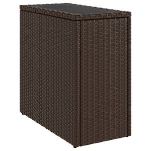 vidaXL Tavolino Giardino Piano Vetro Marrone 58x27,5x55 cm Polyrattan