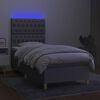 vidaXL Letto a Molle Materasso e LED Grigio Chiaro 90x190 cm Tessuto