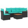 vidaXL Set Divani da Giardino 6 pz con Cuscini Nero in Polyrattan
