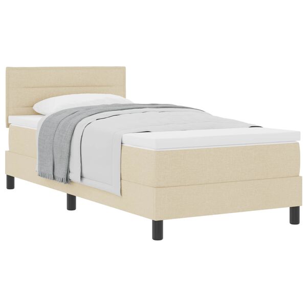 vidaXL Letto a molle con materasso Crema 100 x 200 cm Tessuto