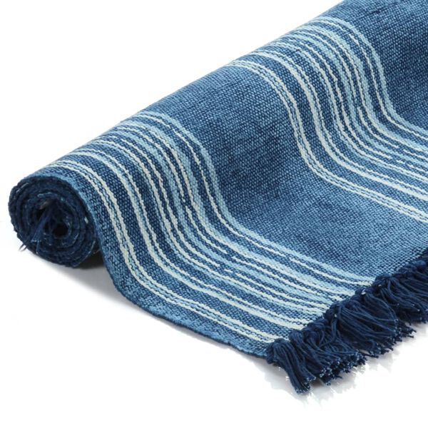 vidaXL Tappeto Kilim in Cotone 120x180 cm con Motivi Blu