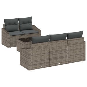 vidaXL Set di divani con cuscino 6 pcs Grigio polyrattan
