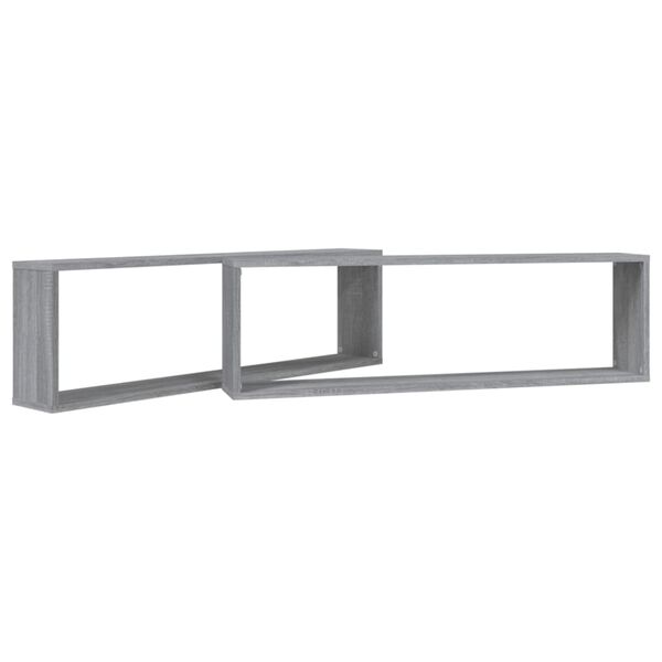 vidaXL Mensole Cubo Muro 2pz Grigio Sonoma 100x15x30 Legno Multistrato