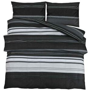 vidaXL Set Copripiumino Strisce Nere 220x240 cm in Cotone