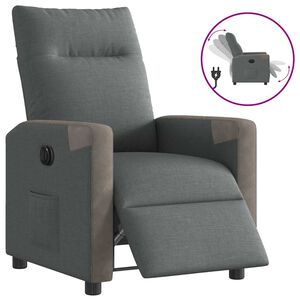 vidaXL Poltrona Elettrica Reclinabile Grigio Scuro in Tessuto