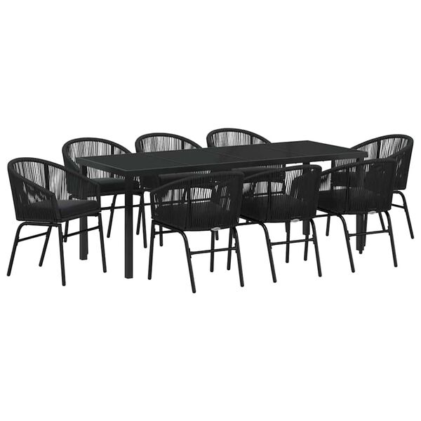 vidaXL Set da Pranzo per Giardino 9 pcs Nero