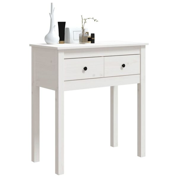 vidaXL Tavolo Consolle Bianco 70x35x75 cm in Legno Massello di Pino