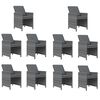 vidaXL Set Pranzo da Giardino 11 pz con Cuscini in Polyrattan Grigio