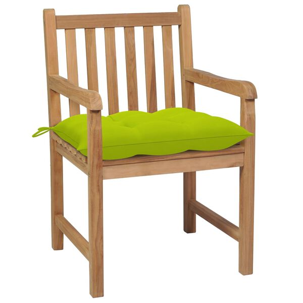vidaXL Sedie Giardino 8 pz con Cuscini Verde Brillante Massello Teak