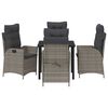 vidaXL Set da Pranzo per Giardino con cuscino 5 pcs Grigio polyrattan