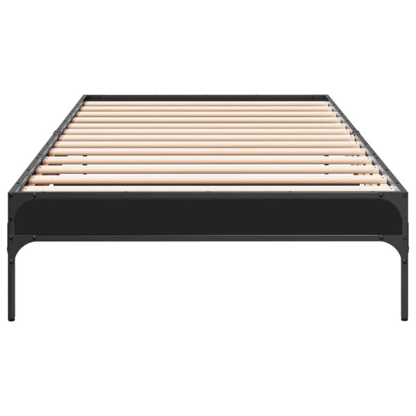 vidaXL Giroletto Nero 90x190 cm in Legno Multistrato e Metallo