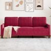 vidaXL Divano a 3 Posti Rosso Vino 180 cm in Velluto