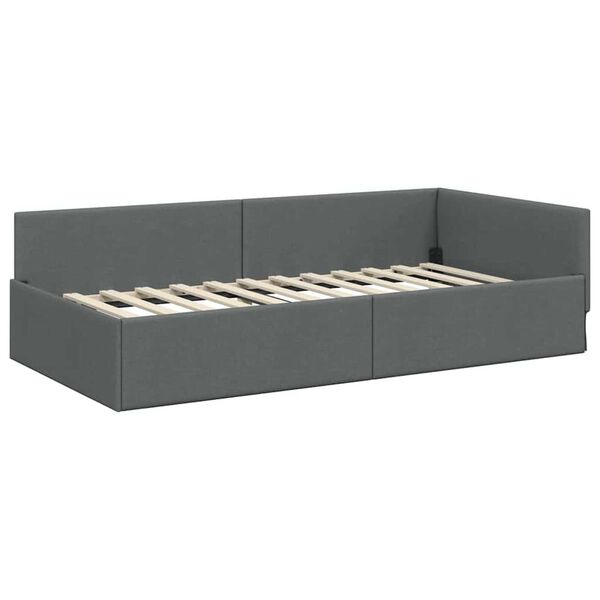 vidaXL Cornice del letto ad angolo Grigio scuro 100 cm x 200 cm
