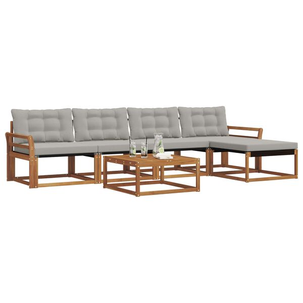 vidaXL Set di divani da esterno 6 pcs Grigio Naturale e Chiaro