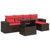 vidaXL Set Divano Giardino 6 pz con Cuscini Marrone Polyrattan Acacia