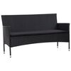 vidaXL Divano da Giardino a 3 Posti con Cuscini Nero in Polyrattan