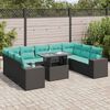 vidaXL Set Divani Giardino 10pz con Cuscini Nero in Polyrattan Acacia